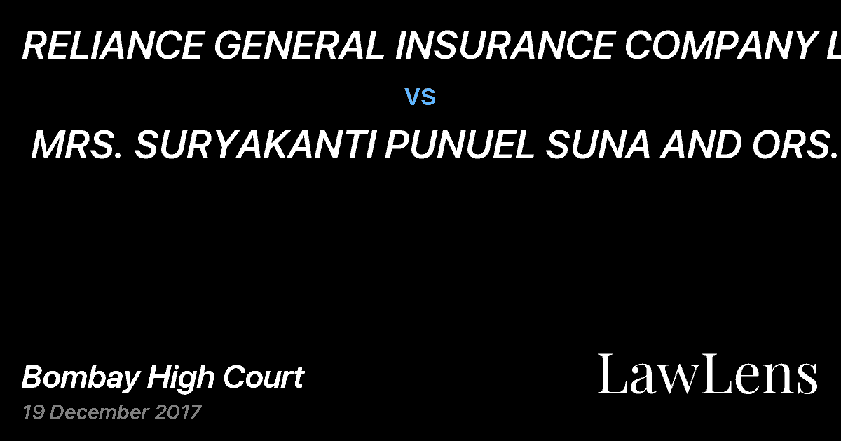 Preview image for RELIANCE GENERAL INSURANCE COMPANY LTD.  vs.  MRS. SURYAKANTI PUNUEL SUNA AND ORS.