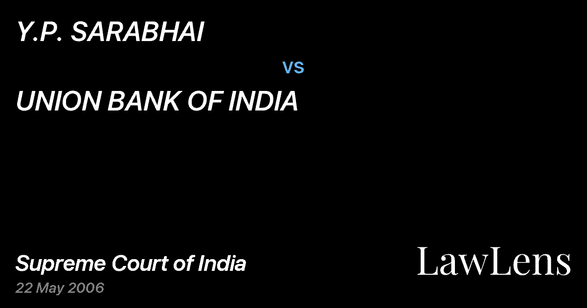 Preview image for Y.P. SARABHAI vs. UNION BANK OF INDIA