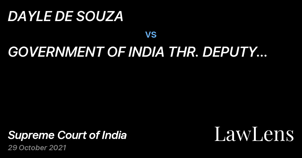 Preview image for DAYLE DE SOUZA vs. GOVERNMENT OF INDIA THR. DEPUTY CHIEF LABOUR COMMISSIONER (C)