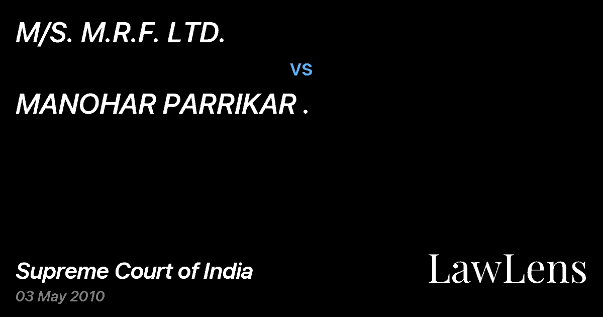 Preview image for M/S. M.R.F. LTD. vs. MANOHAR PARRIKAR .