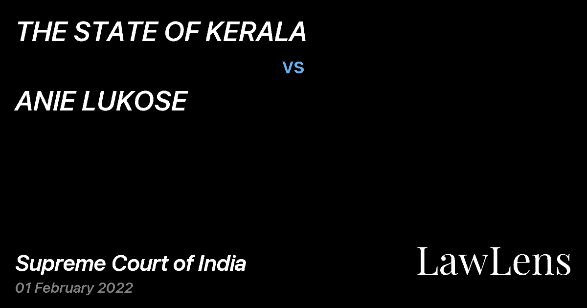 Preview image for THE STATE OF KERALA vs. ANIE LUKOSE