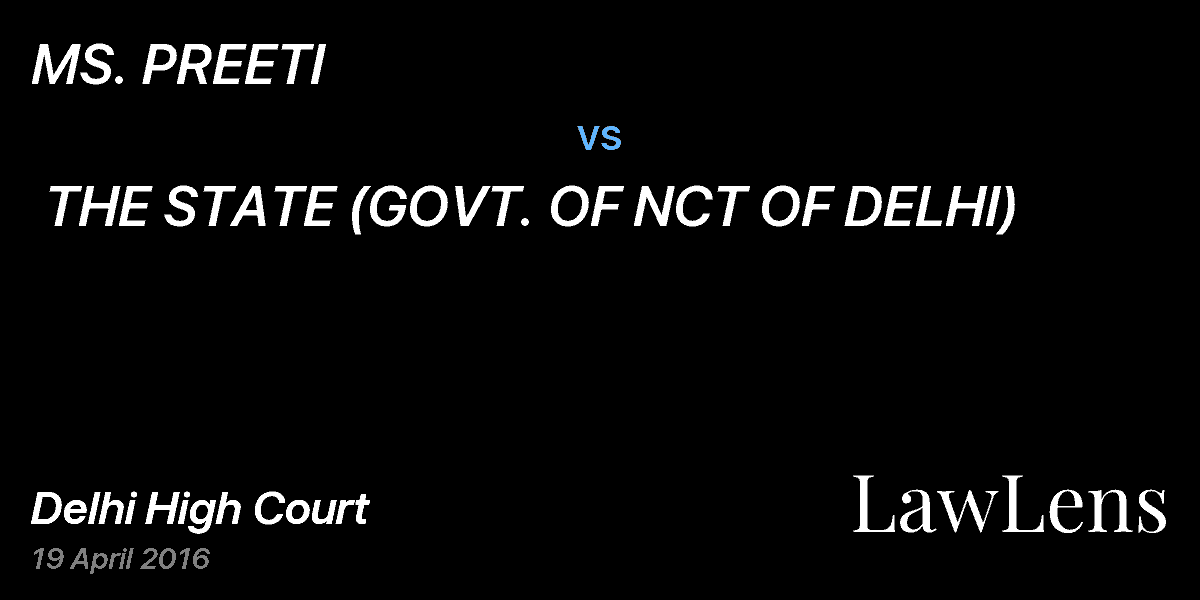 Preview image for MS. PREETI  vs.  THE STATE (GOVT. OF NCT OF DELHI)