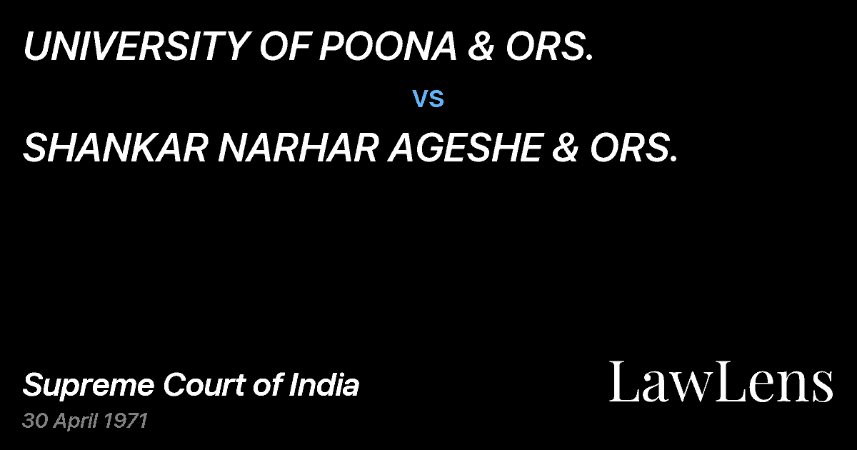 Preview image for UNIVERSITY OF POONA & ORS. vs. SHANKAR NARHAR AGESHE & ORS.
