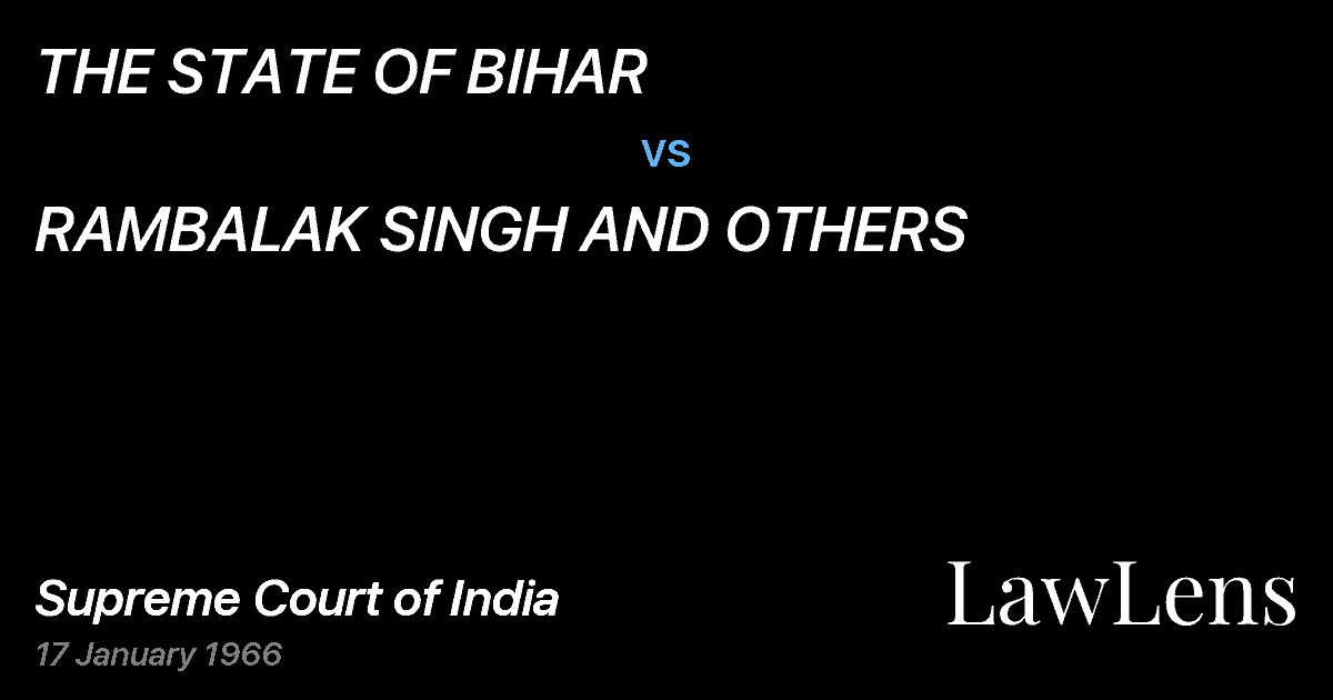 Preview image for THE STATE OF BIHAR vs. RAMBALAK SINGH AND OTHERS