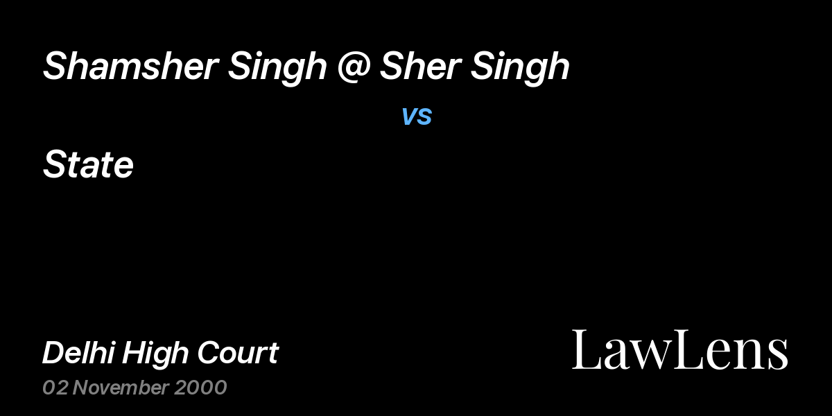 Preview image for Shamsher Singh @ Sher Singh vs. State