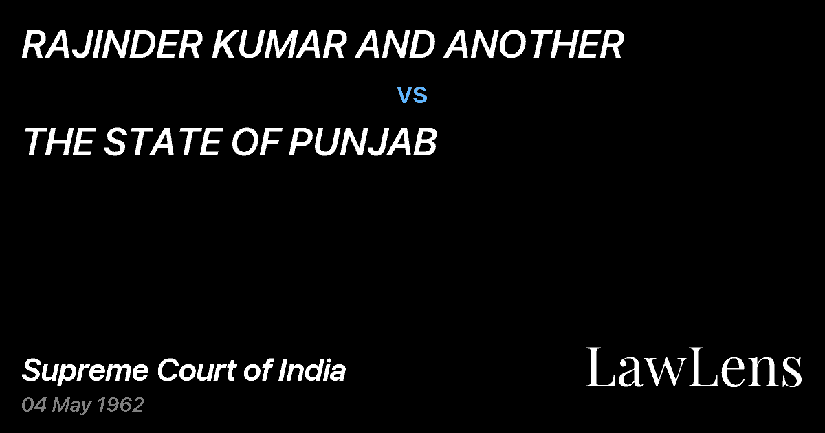 Preview image for RAJINDER KUMAR AND ANOTHER vs. THE STATE OF PUNJAB