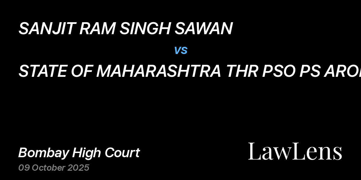Preview image for SANJIT RAM SINGH SAWAN vs. STATE OF MAHARASHTRA THR PSO PS AROLI DIST NAGPUR