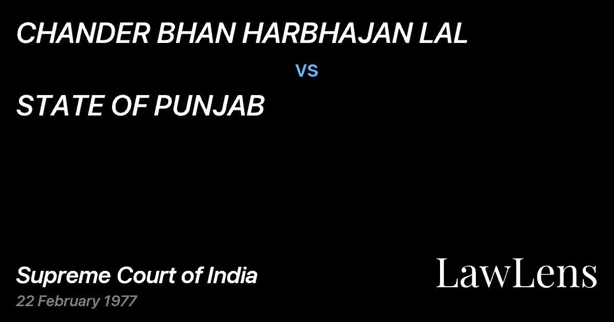 Preview image for CHANDER BHAN HARBHAJAN LAL vs. STATE OF PUNJAB