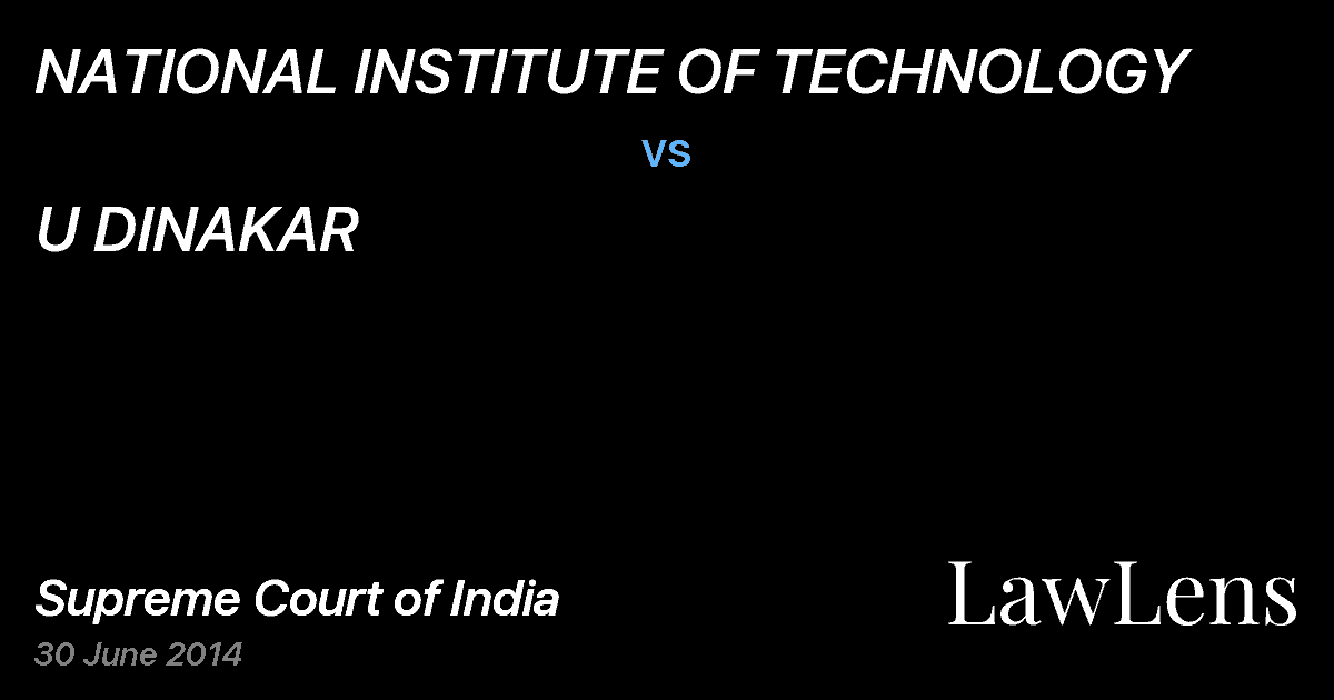 Preview image for NATIONAL INSTITUTE OF TECHNOLOGY vs. U DINAKAR