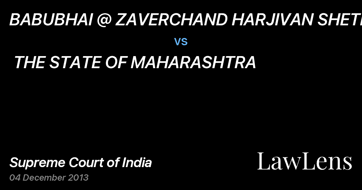 Preview image for BABUBHAI @ ZAVERCHAND HARJIVAN SHETH vs. THE STATE OF MAHARASHTRA