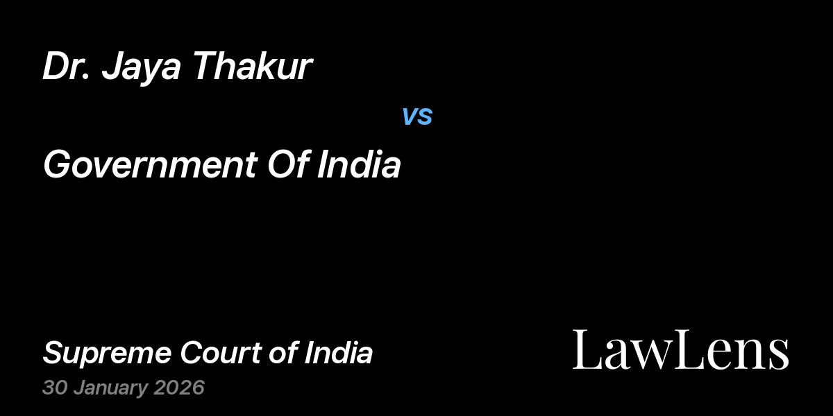 Preview image for Dr. Jaya Thakur vs. Government Of India