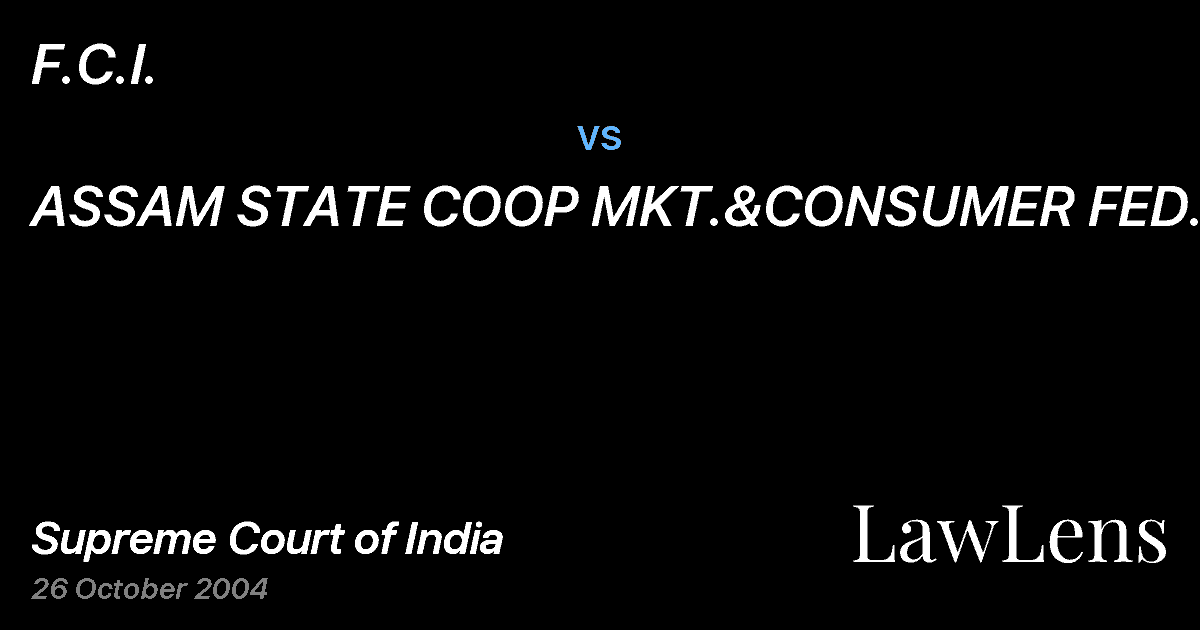 Preview image for F.C.I. vs. ASSAM STATE COOP MKT.&CONSUMER FED.&ORS
