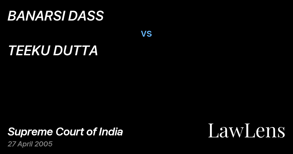 Preview image for BANARSI DASS vs. TEEKU DUTTA