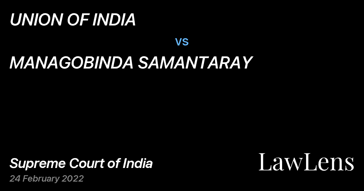 Preview image for UNION OF INDIA vs. MANAGOBINDA SAMANTARAY