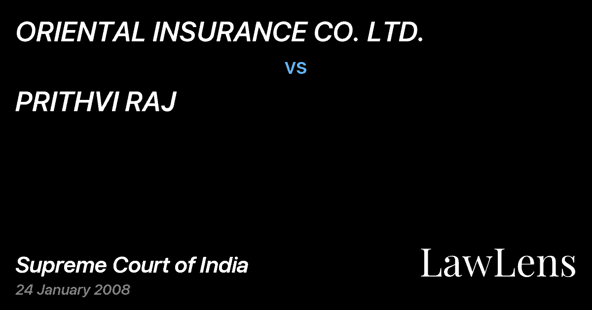 Preview image for ORIENTAL INSURANCE CO. LTD. vs. PRITHVI RAJ