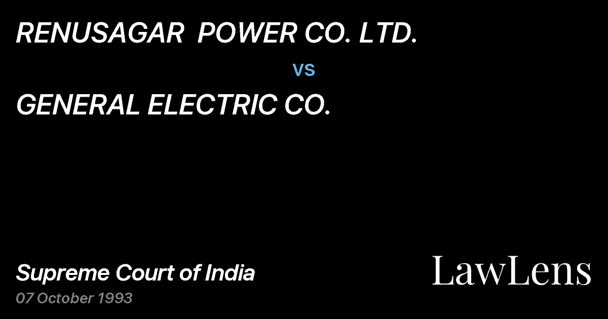 Preview image for RENUSAGAR  POWER CO. LTD. vs. GENERAL ELECTRIC CO.