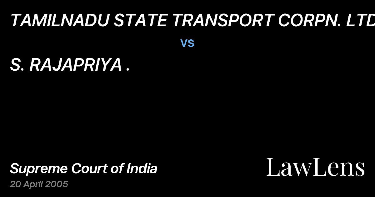 Preview image for TAMILNADU STATE TRANSPORT CORPN. LTD. vs. S. RAJAPRIYA .