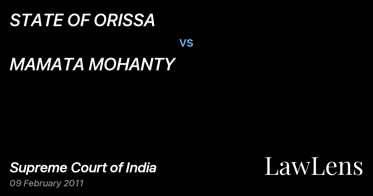 Preview image for STATE OF ORISSA vs. MAMATA MOHANTY