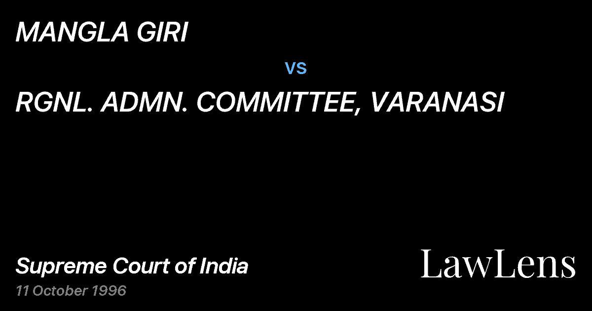 Preview image for MANGLA GIRI vs. RGNL. ADMN. COMMITTEE, VARANASI