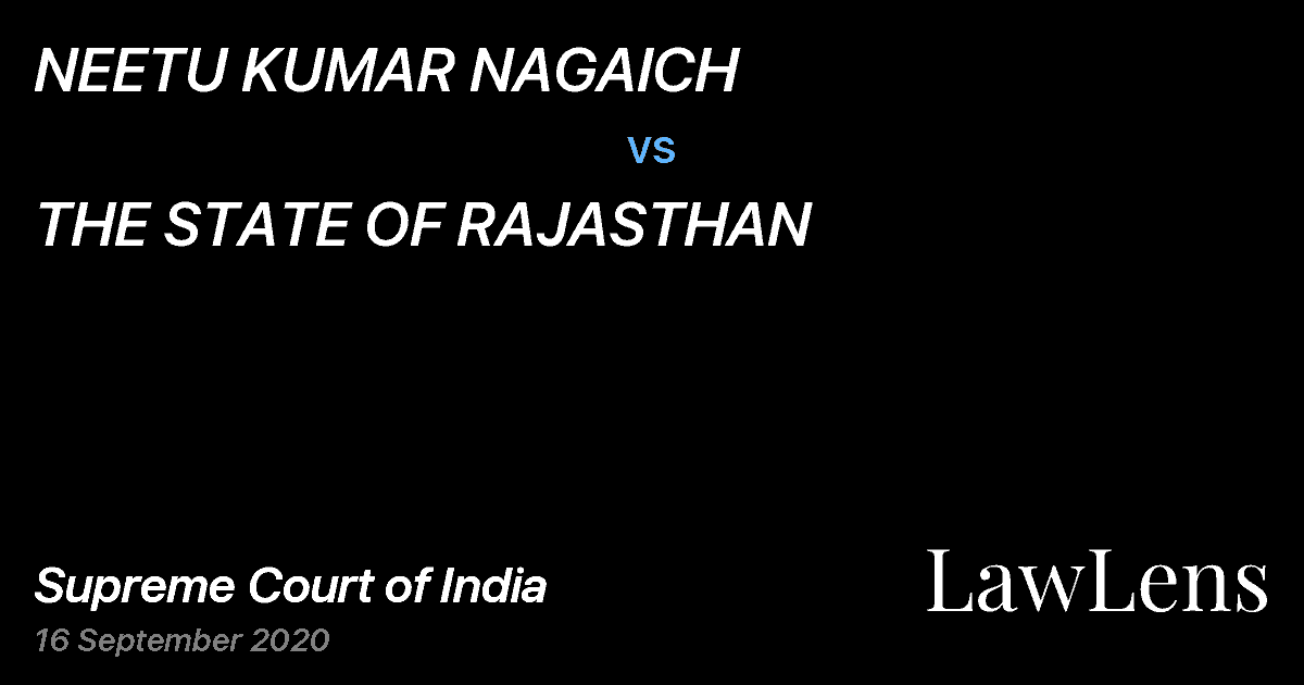 Preview image for NEETU KUMAR NAGAICH vs. THE STATE OF RAJASTHAN