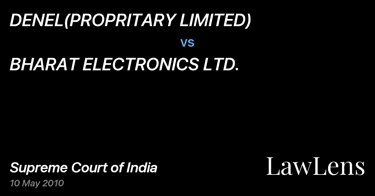 Preview image for DENEL(PROPRITARY LIMITED) vs. BHARAT ELECTRONICS LTD.