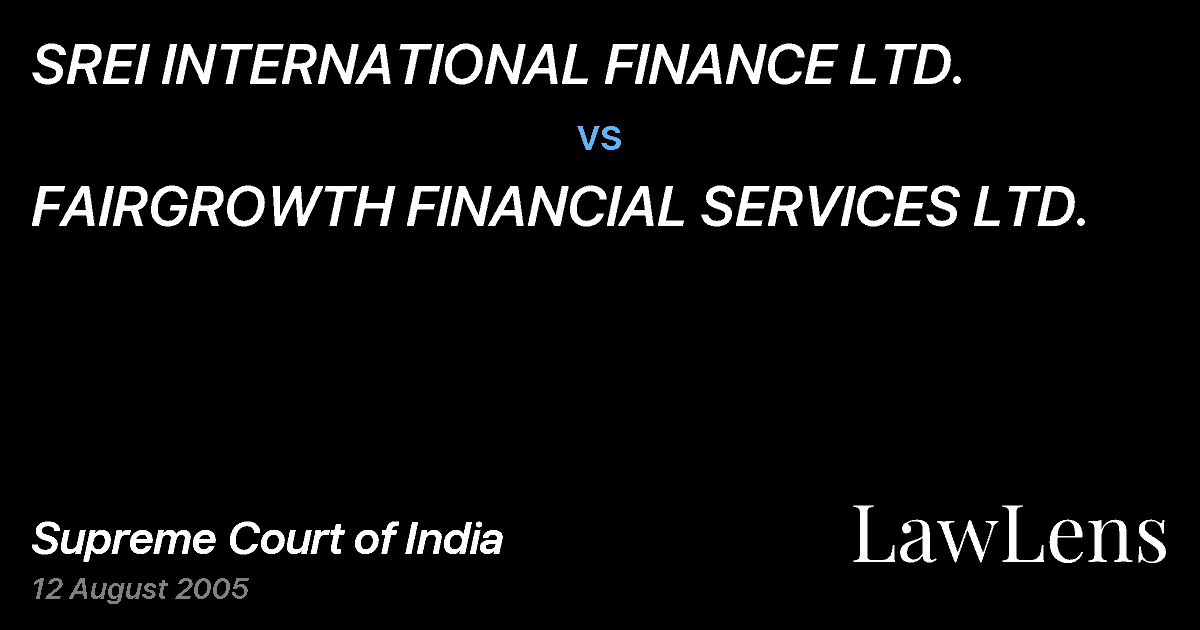 Preview image for SREI INTERNATIONAL FINANCE LTD. vs. FAIRGROWTH FINANCIAL SERVICES LTD.