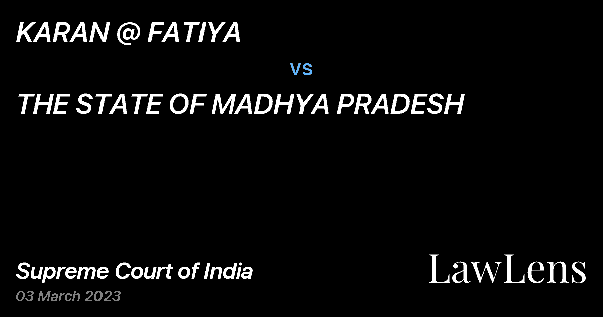 Preview image for KARAN @ FATIYA vs. THE STATE OF MADHYA PRADESH