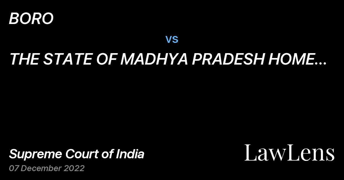 Preview image for BORO vs. THE STATE OF MADHYA PRADESH HOME DEPARTMENT