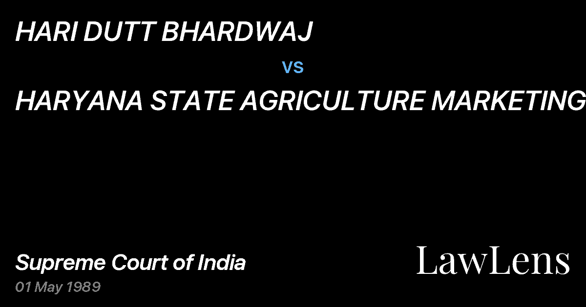 Preview image for HARI DUTT BHARDWAJ vs. HARYANA STATE AGRICULTURE MARKETING BOARD,PUNCHKULA & ANR.
