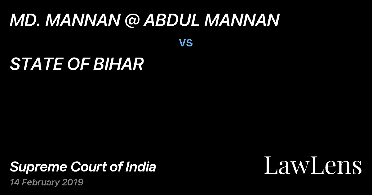 Preview image for MD. MANNAN @ ABDUL MANNAN vs. STATE OF BIHAR