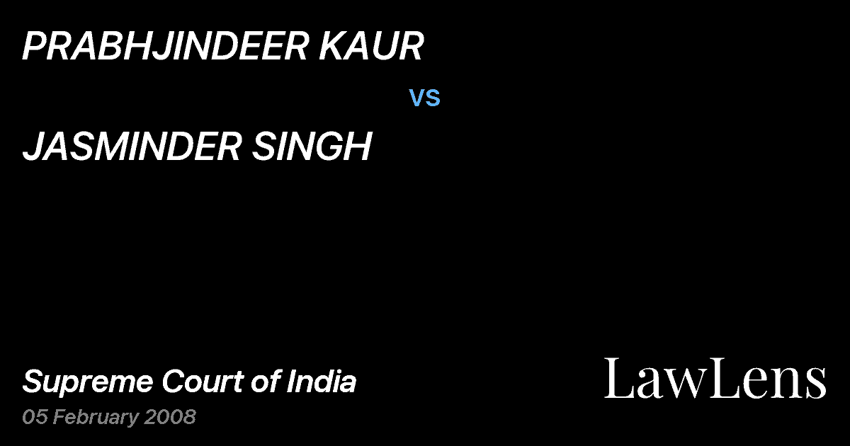 Preview image for PRABHJINDEER KAUR vs. JASMINDER SINGH