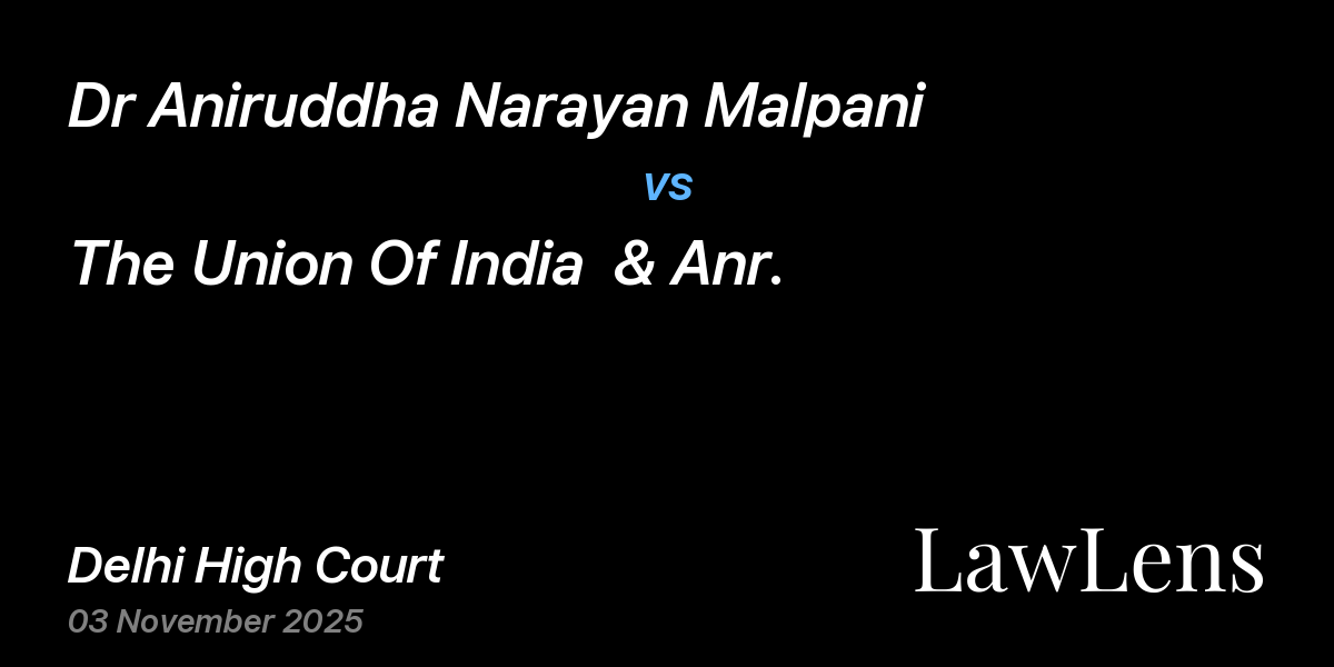 Preview image for Dr Aniruddha Narayan Malpani vs. The Union Of India  & Anr.
