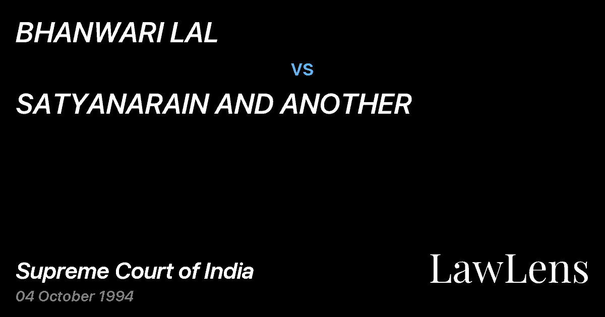 Preview image for BHANWARI LAL vs. SATYANARAIN AND ANOTHER