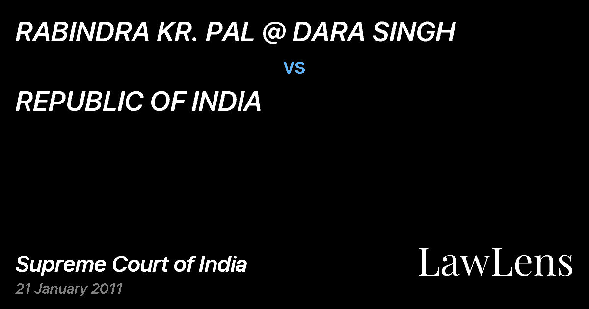 Preview image for RABINDRA KR. PAL @ DARA SINGH vs. REPUBLIC OF INDIA