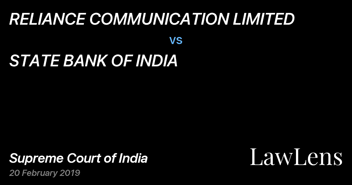 Preview image for RELIANCE COMMUNICATION LIMITED vs. STATE BANK OF INDIA