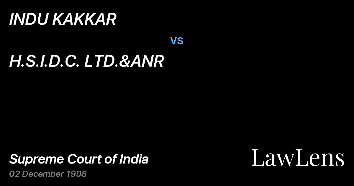 Preview image for INDU KAKKAR vs. H.S.I.D.C. LTD.&ANR