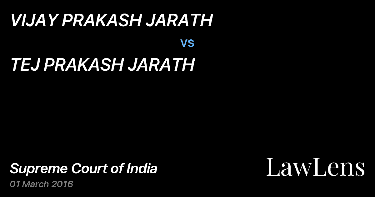 Preview image for VIJAY PRAKASH JARATH vs. TEJ PRAKASH JARATH