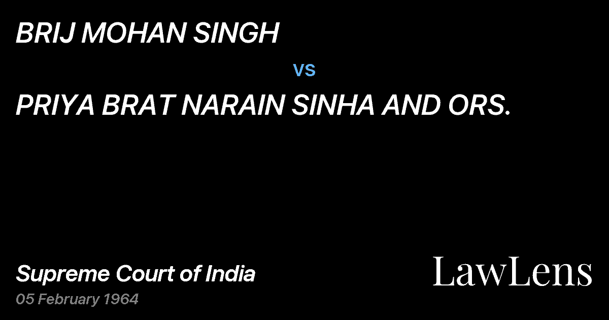 Preview image for BRIJ MOHAN SINGH vs. PRIYA BRAT NARAIN SINHA AND ORS.