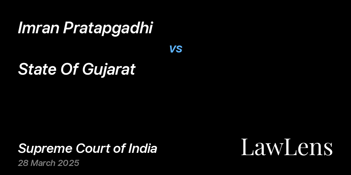 Preview image for Imran Pratapgadhi vs. State Of Gujarat