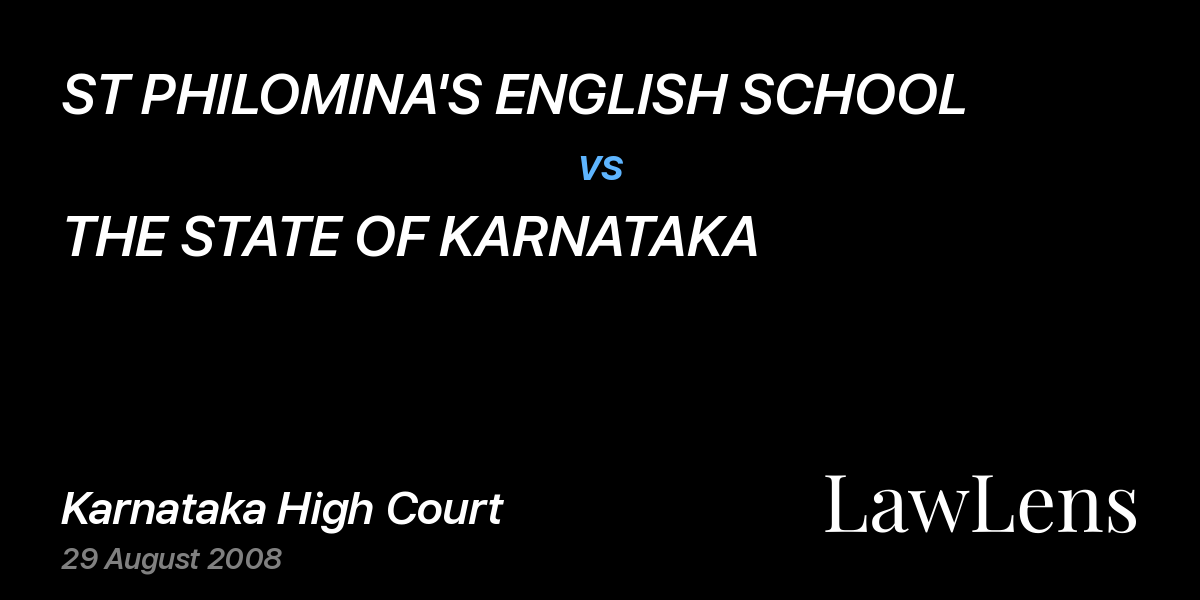 Preview image for ST PHILOMINA'S ENGLISH SCHOOL vs. THE STATE OF KARNATAKA