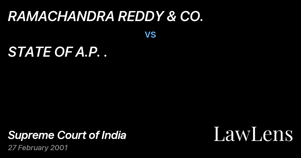 Preview image for RAMACHANDRA REDDY & CO. vs. STATE OF A.P. .