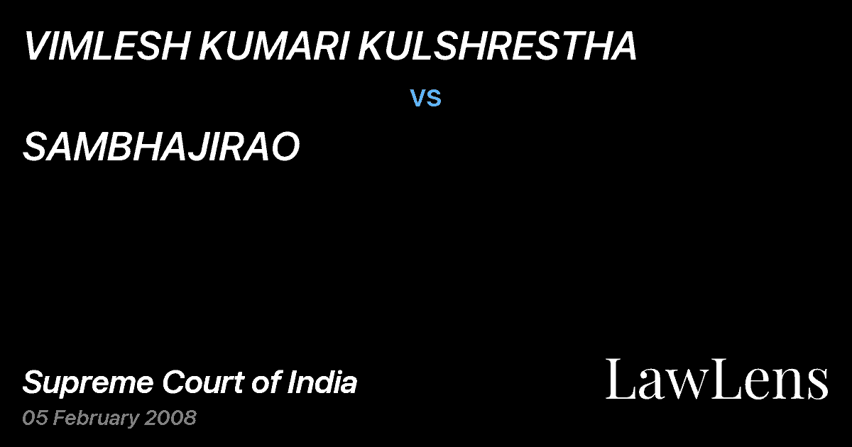 Preview image for VIMLESH KUMARI KULSHRESTHA vs. SAMBHAJIRAO