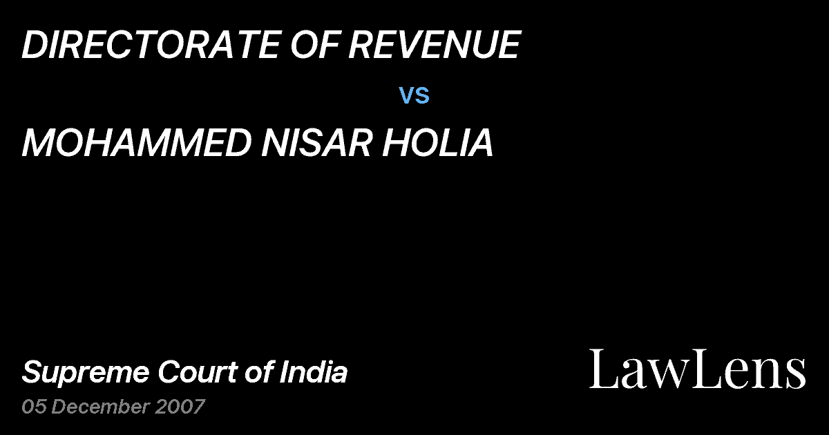 Preview image for DIRECTORATE OF REVENUE vs. MOHAMMED NISAR HOLIA