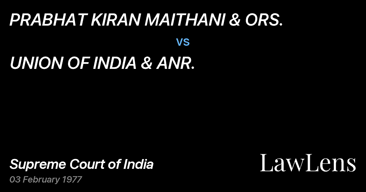 Preview image for PRABHAT KIRAN MAITHANI & ORS. vs. UNION OF INDIA & ANR.
