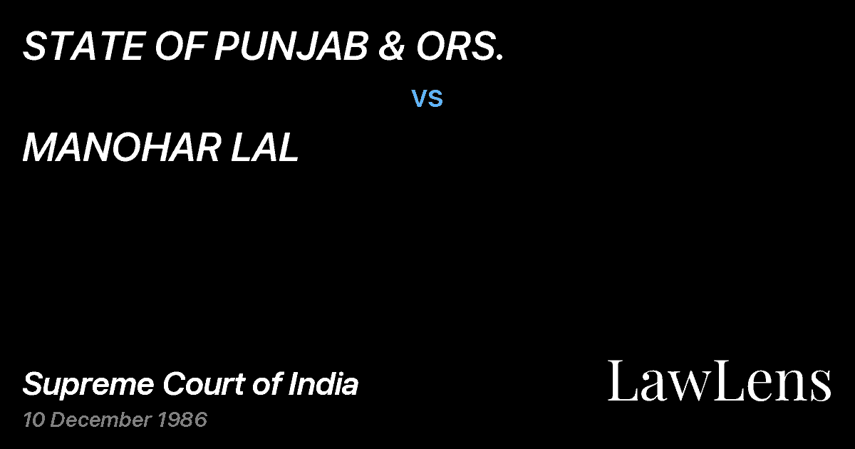 Preview image for STATE OF PUNJAB & ORS. vs. MANOHAR LAL