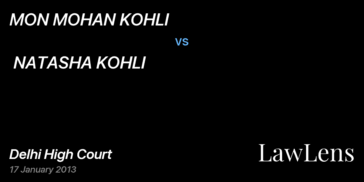 Preview image for MON MOHAN KOHLI vs. NATASHA KOHLI