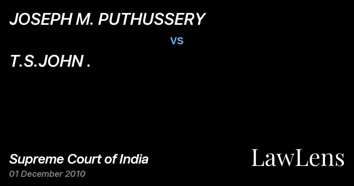 Preview image for JOSEPH M. PUTHUSSERY vs. T.S.JOHN .