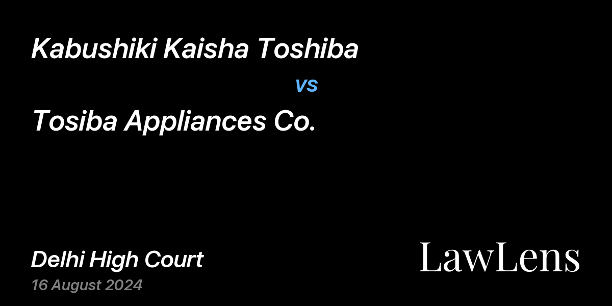 Preview image for Kabushiki Kaisha Toshiba vs. Tosiba Appliances Co.