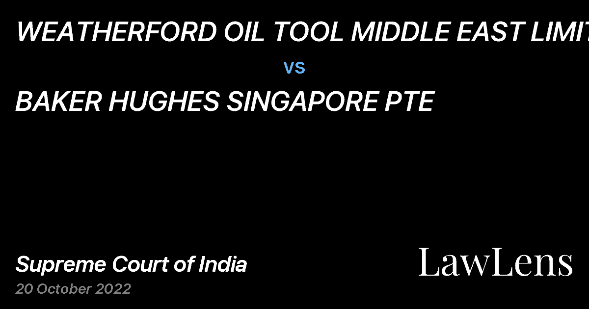 Preview image for WEATHERFORD OIL TOOL MIDDLE EAST LIMITED vs. BAKER HUGHES SINGAPORE PTE