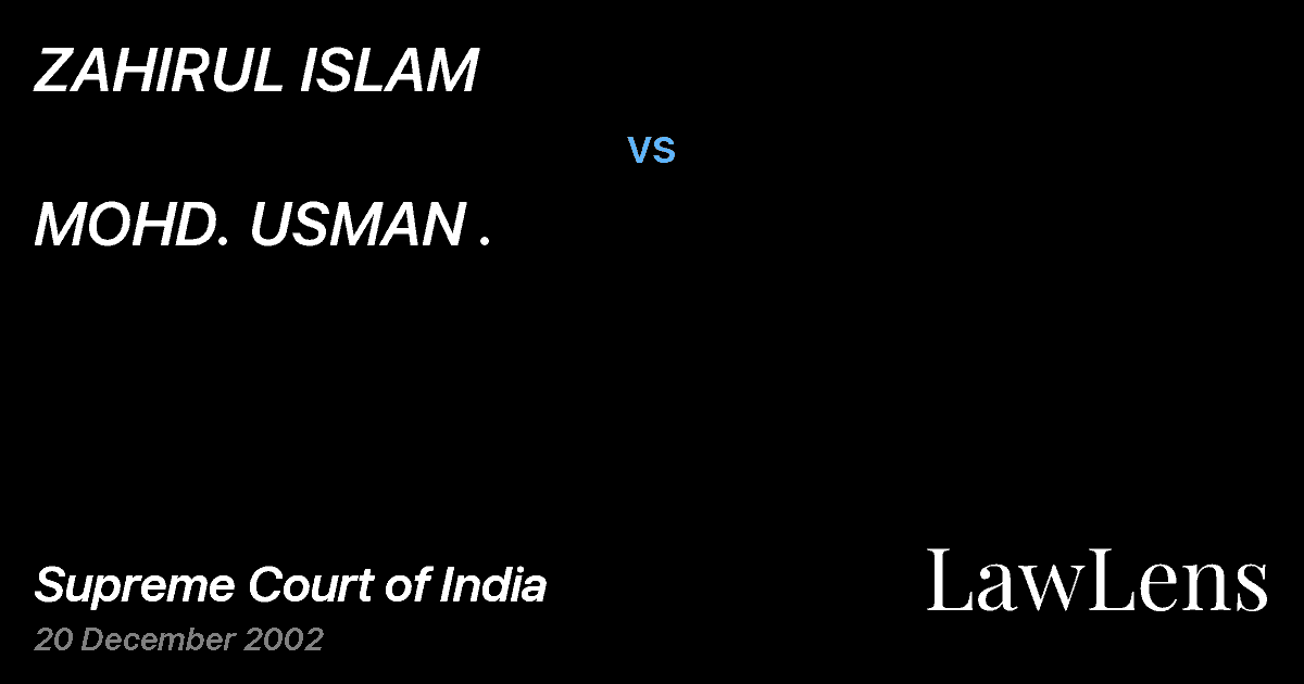 Preview image for ZAHIRUL ISLAM vs. MOHD. USMAN .